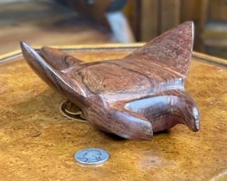 Ironwood Carving Manta Ray Jose Astorga Wood Sculpture Rustic Seri indians 2.5x5.75x10.5in HxWxD