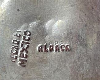 12pc Vintage Alpaca Mexico Abalone Pieces Pitcher: 8.25x4.75x8in