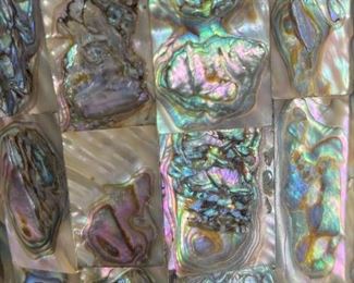 12pc Vintage Alpaca Mexico Abalone Pieces Pitcher: 8.25x4.75x8in