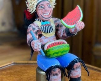 Vintage Hopi Kachina Watermelon Clown Small F. Healing Koshare Katsina 8x3.5x3.5in HxWxD