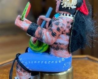 Vintage Hopi Kachina Watermelon Clown Small F. Healing Koshare Katsina 8x3.5x3.5in HxWxD