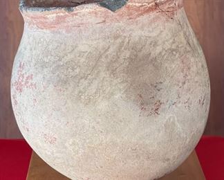 Large Pre Columbian Pottery Native American Pot Vessel 16in h x 12in diameter at rim