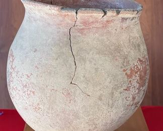 Large Pre Columbian Pottery Native American Pot Vessel 16in h x 12in diameter at rim