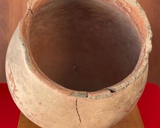 Large Pre Columbian Pottery Native American Pot Vessel 16in h x 12in diameter at rim