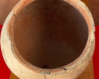 Large Pre Columbian Pottery Native American Pot Vessel 16in h x 12in diameter at rim