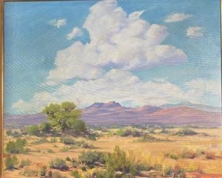 Original Art Hurlstone Fairchild Desert Landscape Frame: 24x28in Canvas:20x24.25in