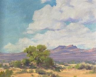 Original Art Hurlstone Fairchild Desert Landscape Frame: 24x28in Canvas:20x24.25in
