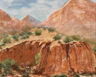 Original Art Hurlstone Fairchild Cañada del Oro Cliffs on Proctor’s Ranch 1958 Frame: 18.5x22.5in Board: 12x16in