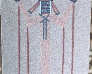 Navajo Prayer People Sand Painting Harry Begay 10x4in