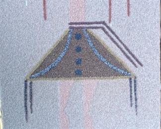 Navajo Prayer People Sand Painting Harry Begay 10x4in