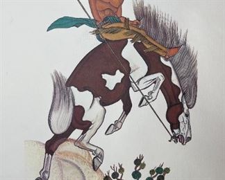 5pc Navajo Quincy Tahoma Litho Prints Lithograph 1972 H. Tutt Native American of Santa Fe Art Unframed 24.75x16.75 Image: 19x12in