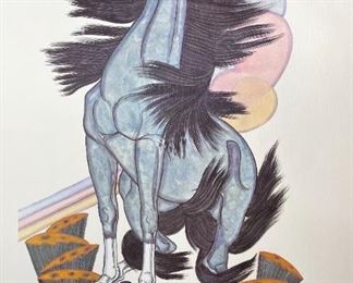 5pc Navajo Quincy Tahoma Litho Prints Lithograph 1972 H. Tutt Native American of Santa Fe Art Unframed 24.75x16.75 Image: 19x12in