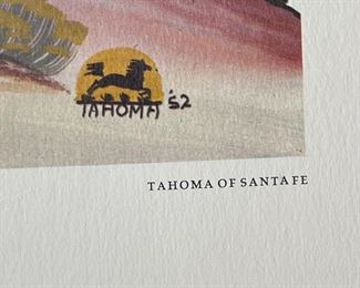 5pc Navajo Quincy Tahoma Litho Prints Lithograph 1972 H. Tutt Native American of Santa Fe Art Unframed 24.75x16.75 Image: 19x12in