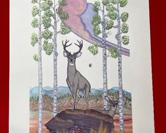 5pc Navajo Quincy Tahoma Litho Prints Lithograph 1972 H. Tutt Native American of Santa Fe Art Unframed 24.75x16.75 Image: 19x12in