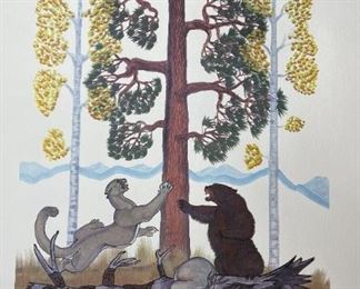 5pc Navajo Quincy Tahoma Litho Prints Lithograph 1972 H. Tutt Native American of Santa Fe Art Unframed 24.75x16.75 Image: 19x12in