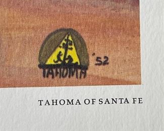 5pc Navajo Quincy Tahoma Litho Prints Lithograph 1972 H. Tutt Native American of Santa Fe Art Unframed 24.75x16.75 Image: 19x12in