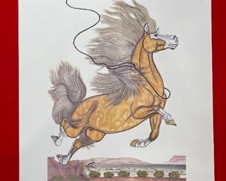 5pc Navajo Quincy Tahoma Litho Prints Lithograph 1972 H. Tutt Native American of Santa Fe Art Unframed 24.75x16.75 Image: 19x12in