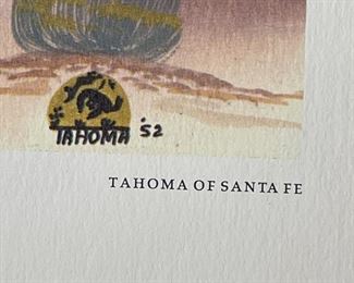 5pc Navajo Quincy Tahoma Litho Prints Lithograph 1972 H. Tutt Native American of Santa Fe Art Unframed 24.75x16.75 Image: 19x12in