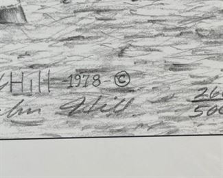 Signed John Hill Team Ropers Print 1978 12.5x16.5in