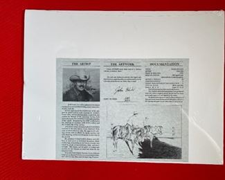 Signed John Hill Team Ropers Print 1978 12.5x16.5in