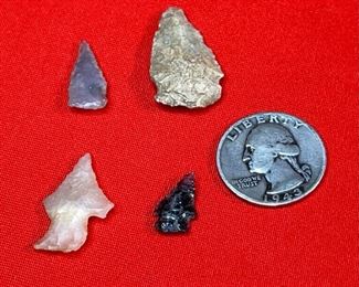 Lot of 4 Authentic Native American Arrowheads