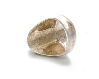 Vintage Navajo Silver, Turquoise, & Coral Ring Native American Size: 10.5 Centerpiece: 1.15x7.55in