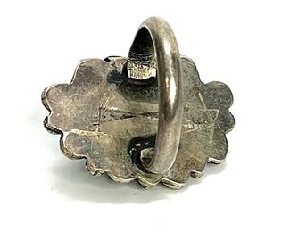 Vintage Native American Silver & Turquoise Ring Signed KT Size: 6 Centerpiece: 1.14x0.835in