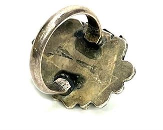 Vintage Native American Silver & Turquoise Ring Signed KT Size: 6 Centerpiece: 1.14x0.835in