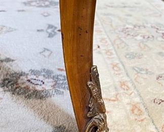 Antique Leather Top Brass Trim Writing Desk 30.5x71x36in HxWxD