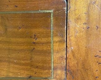 Antique Leather Top Brass Trim Writing Desk 30.5x71x36in HxWxD