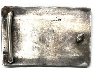 5pc Vintage Southwest Sterling Silver REAL Scorpion Ranger Set Bolo Tie, Belt Buckle, Belt Tip, Collar Tips Cowboy Buckle: Takes up to 1.5in Belt 3x3in