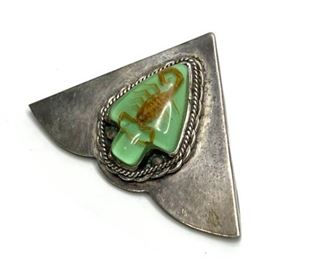 5pc Vintage Southwest Sterling Silver REAL Scorpion Ranger Set Bolo Tie, Belt Buckle, Belt Tip, Collar Tips Cowboy Buckle: Takes up to 1.5in Belt 3x3in