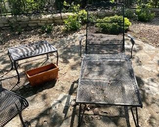 Iron chaise with matching table for your cold beverage and book…