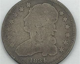 Lot 74
1834 Bust Quarter Dollar Coin