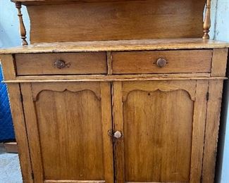 Old Antique Pine Hutch Cabinet