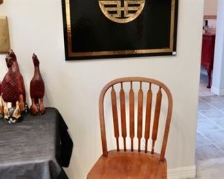 Nice Vintage Office Chair / Black Lacquer Wall Hanging