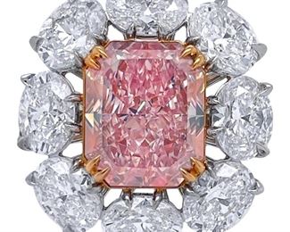 Lot 818 Fancy Intense Pink Diamond Ring GIA