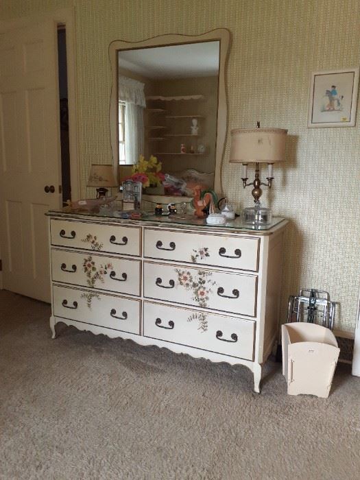 double dresser in girls room, part of 5 piece set