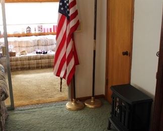 LARGE AMERICAN FLAG AND STAND