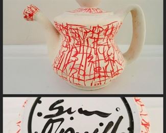 Artist signed ceramic tea pot