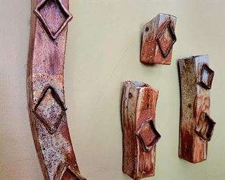 4-pc ceramic wall sculpture by Linda Ochenrider $85 or bid #15