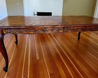 French-style oak Parquet top London-Leaf "Wheat" dining table, they paid $2,200  $650 or bid #28
DELIVERY INCLUDED with Full Price purchase