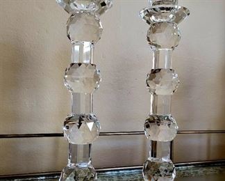 Pair modern Irish crystal candle sticks