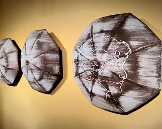 3-pc ceramic art wall sculpture $249 or bid #14