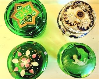 Victorian enameled dresser boxes