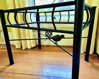 Put a Bird on it!  Iron and glass end table $ 95 or bid #47