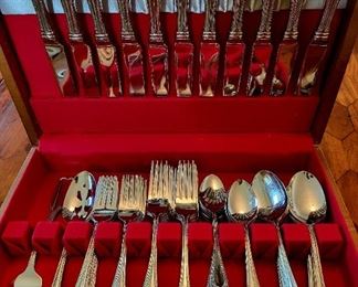 Boxed stainless flatware service for 12 $95 or bid #51