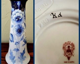 TURN TEPLITZ BOHEMIA Hand painted porcelain vase $169 or bid #78