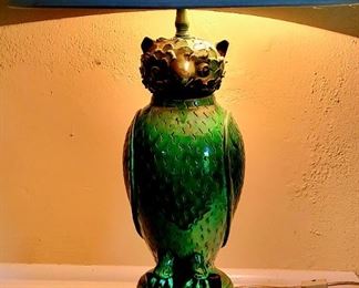 Green Owl ceramic lamp $120 or bid #84
