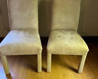 pair microsuede parsons chairs